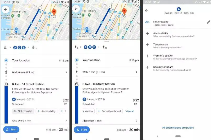 Funktioner för kollektivtrafik i Google Maps