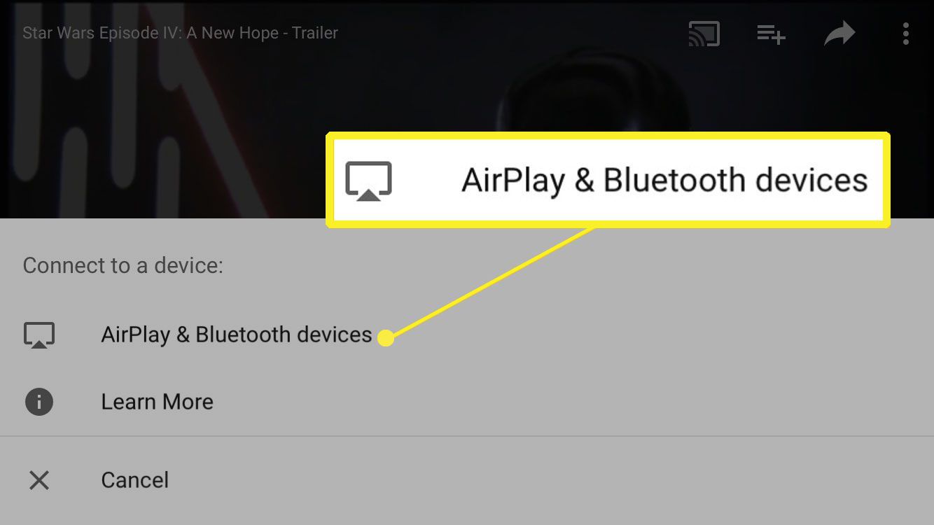 Val av AirPlay och Bluetooth-enheter på iPhone