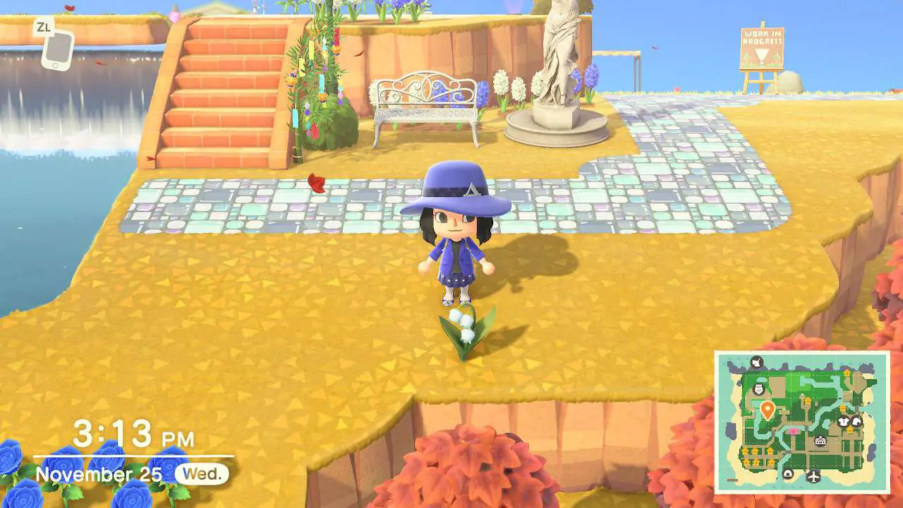 Animal Crossing karaktär med Lily of the Valley blomma