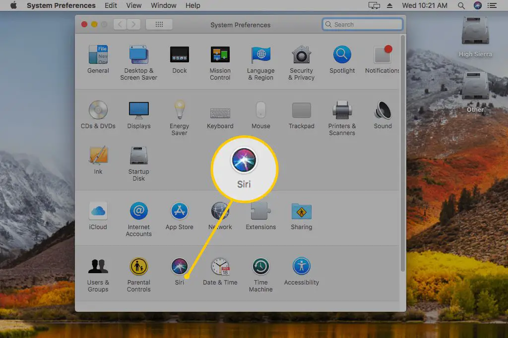 Siri-ikon i macOS-systeminställningar