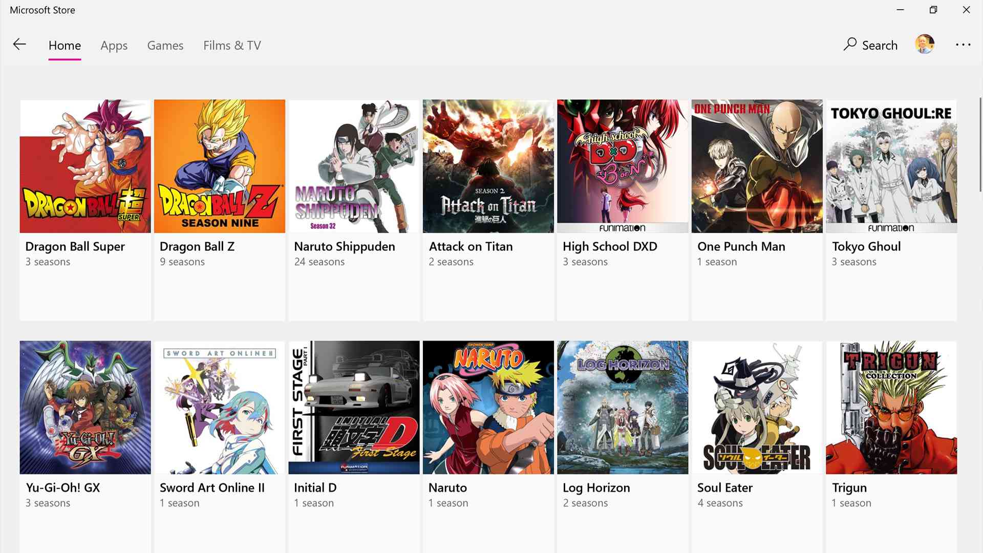 Streama och ladda ner anime-serier och filmer i Microsoft Store-appen på Windows 10, Xbox One och Windows-telefon
