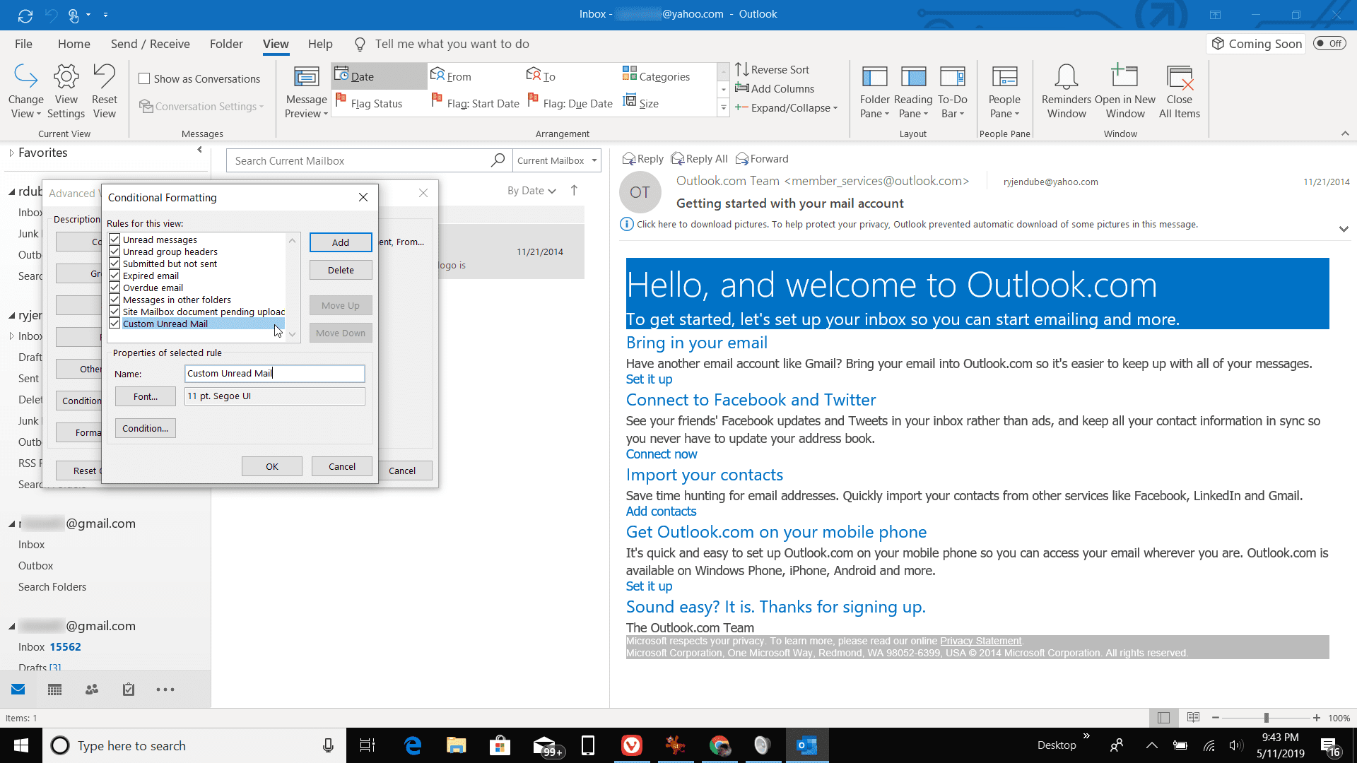 Skärmdump för att namnge nytt villkorligt format i Outlook