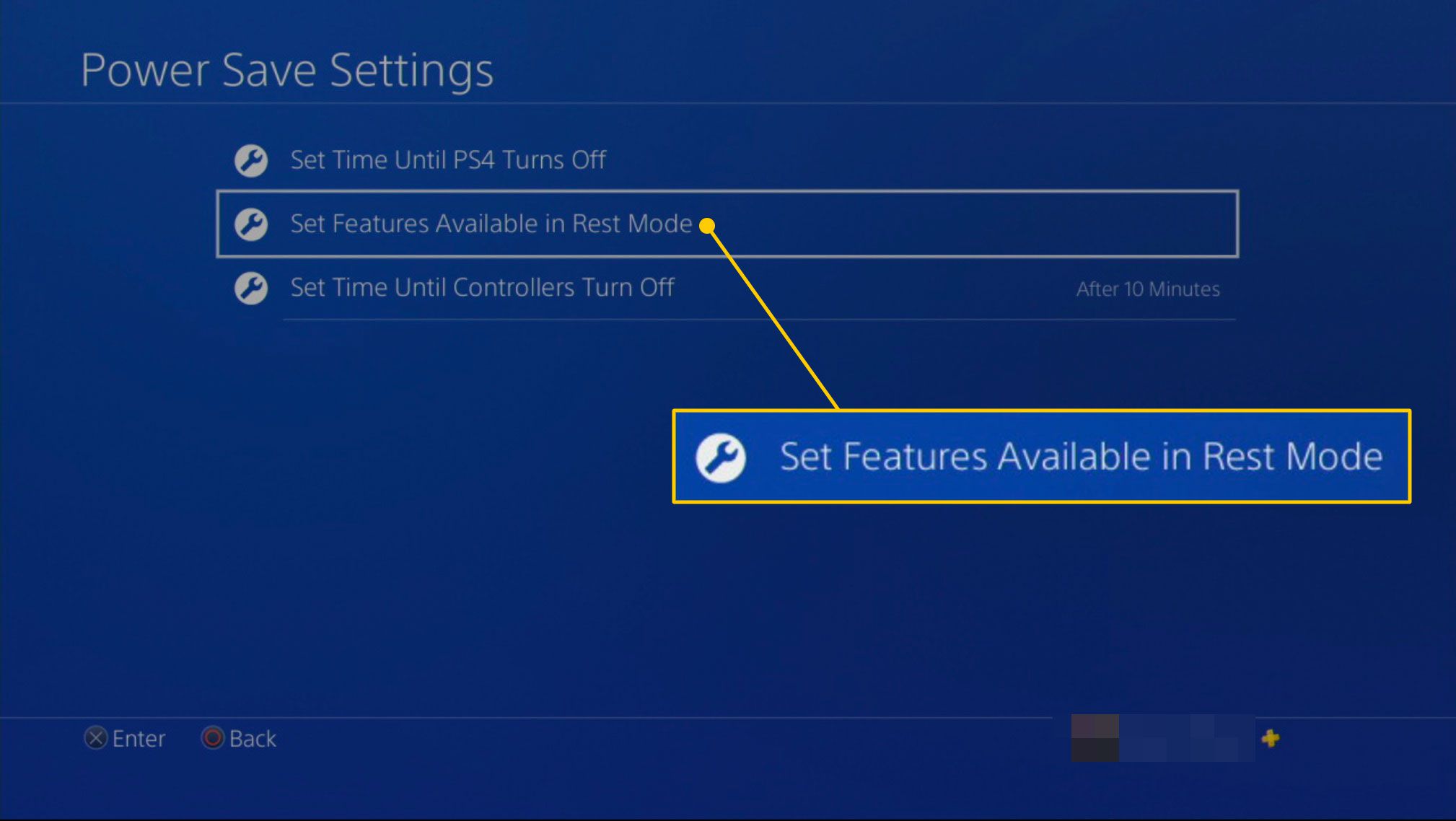 Ställ in tillgängliga funktioner i viloläge i PS4-inställningar