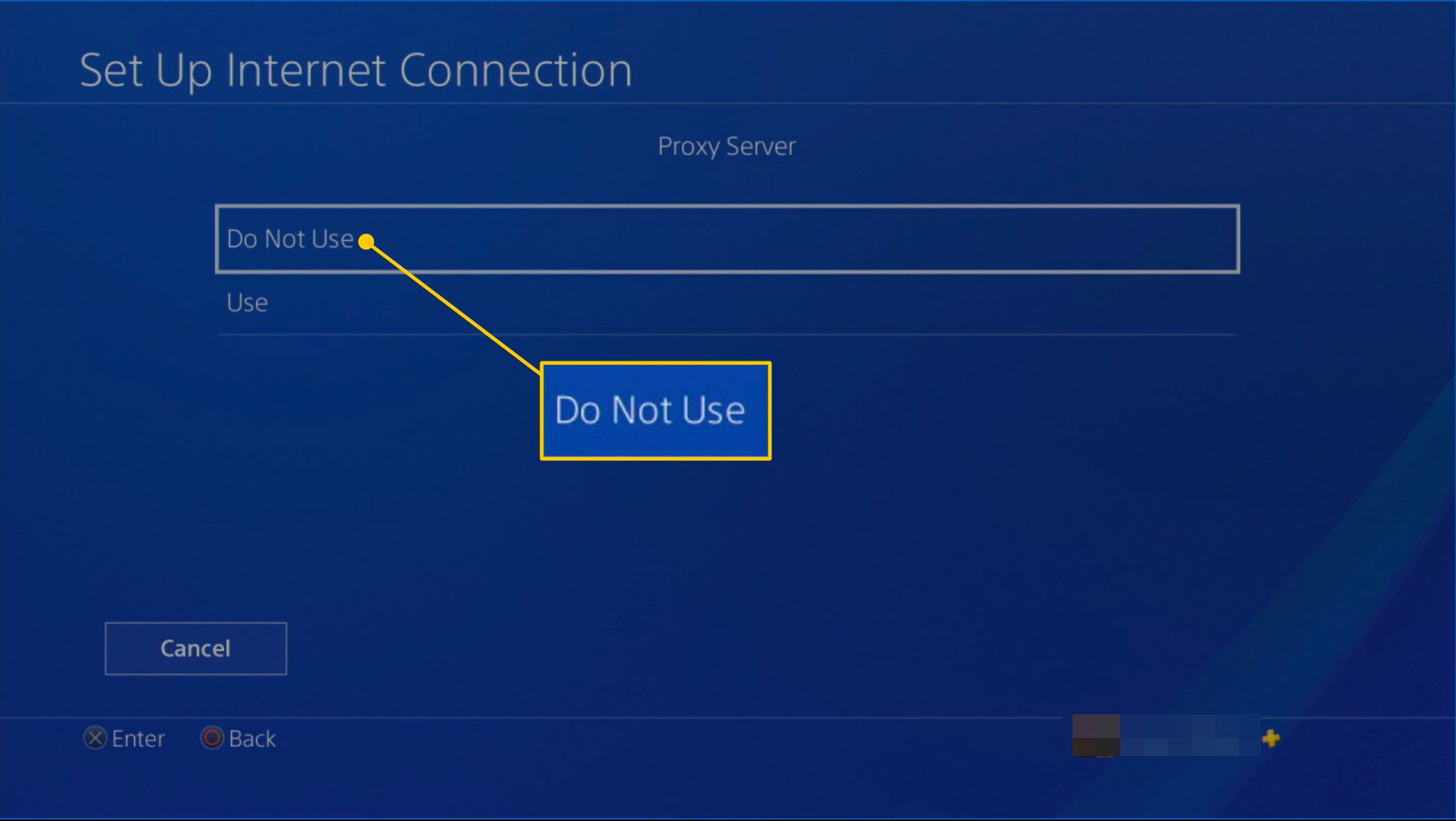Inställningar för proxyserver på en PlayStation 4