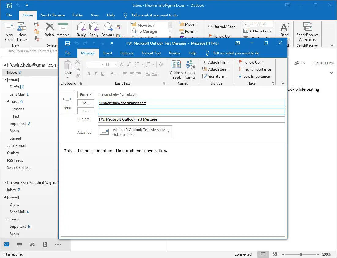 Outlook 2016 nytt vidarebefordringsmeddelande med e-post som en bilaga