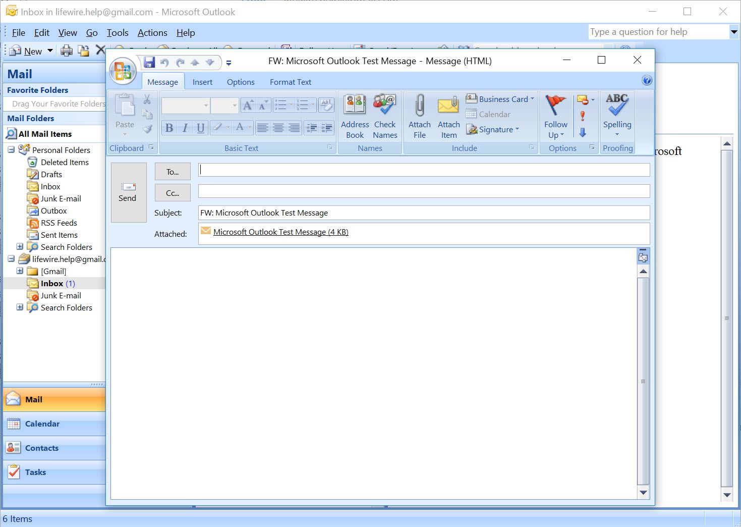 Outlook 2007 ny vidarebefordran e-post med en annan e-post som en bilaga
