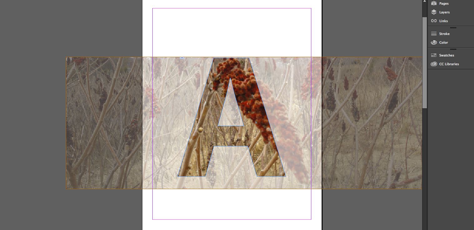 Istället för en heltäckande färg används en bild som fyllning för bokstavsformuläret.