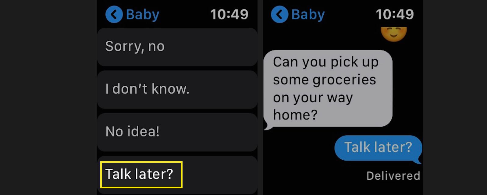 Använd svaret på Apple Watch Automated