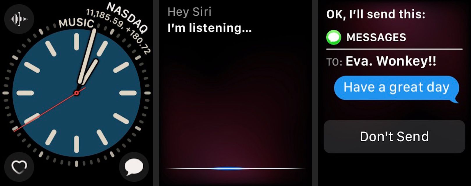 Använd Siri för att skicka en text med din röst på Apple Watch
