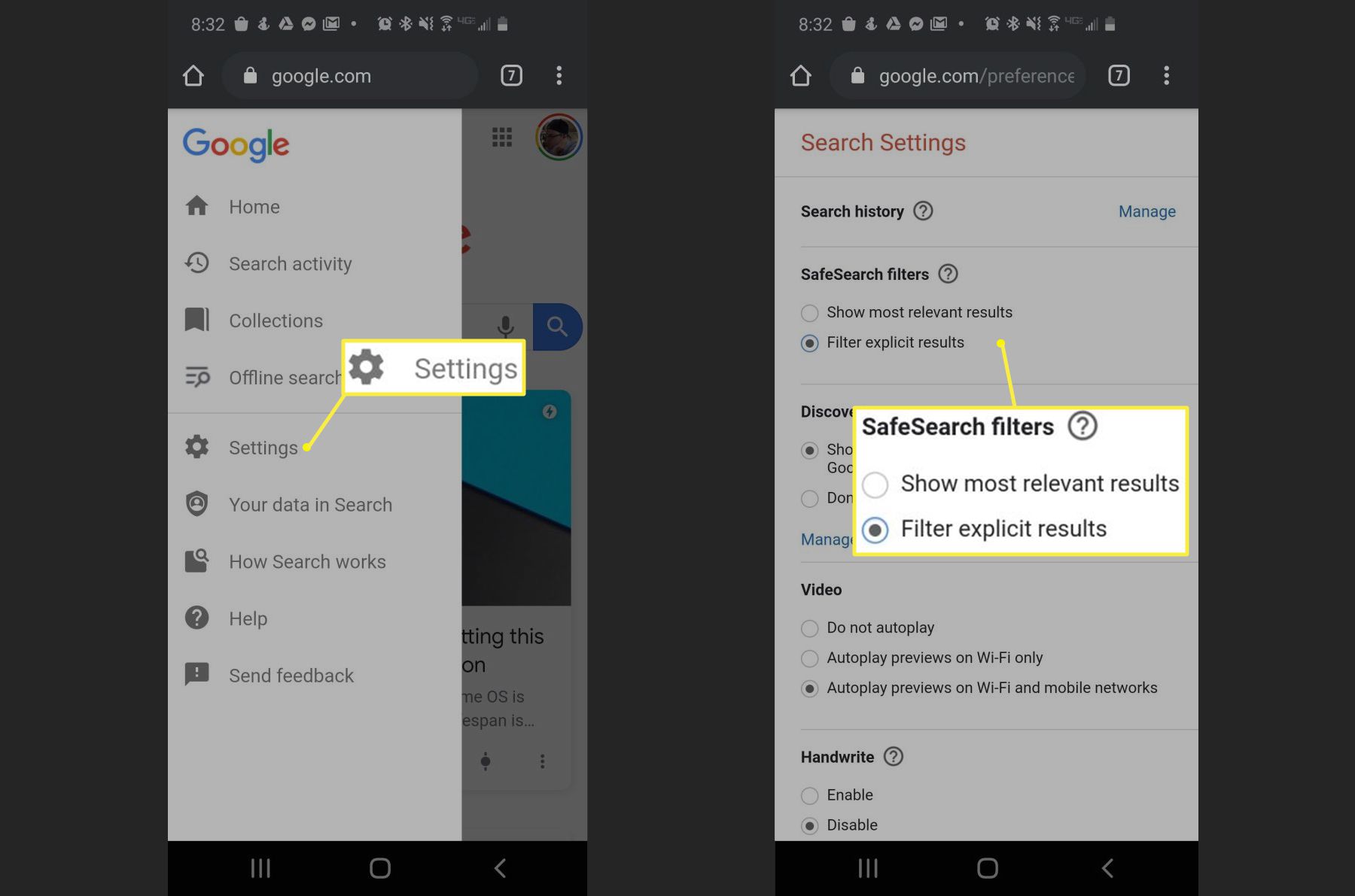 Googles SafeSearch-filter