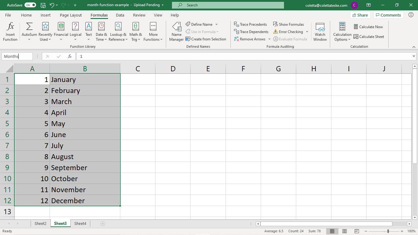 Välja celler för ett namngivet intervall i Excel