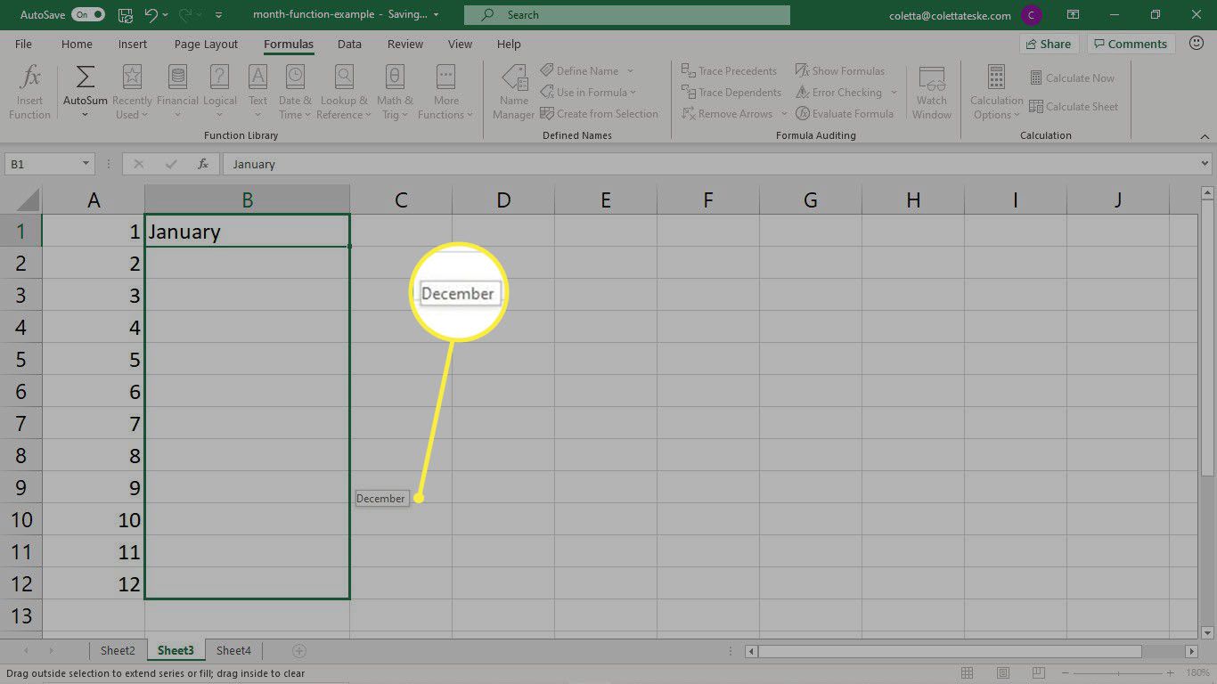 Skapa månadsposter för ett namngivet intervall i Excel
