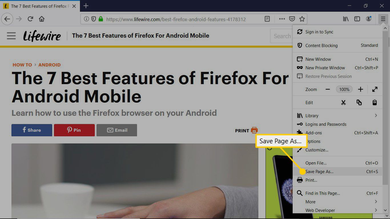 Använd Firefox för att ladda ner webbsidor för offlinevisning