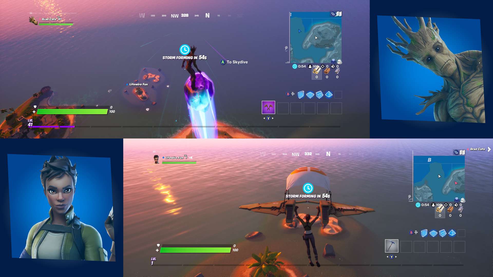 2-spelare Fortnite split screen-spel på Xbox One.