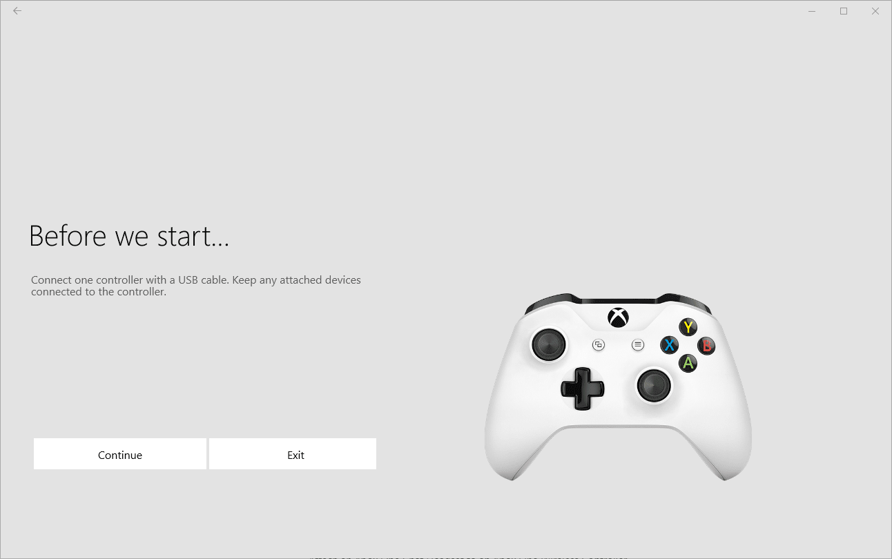 En skärmdump av firmwareuppdateringen för Xbox Accessories-appen.