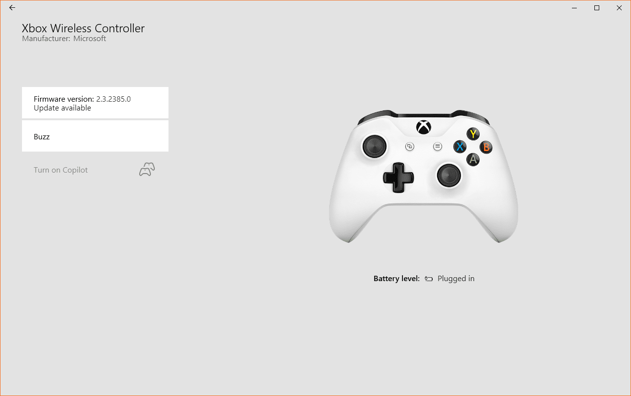 En skärmdump av uppdateringsskärmen för firmware för Xbox-tillbehör.