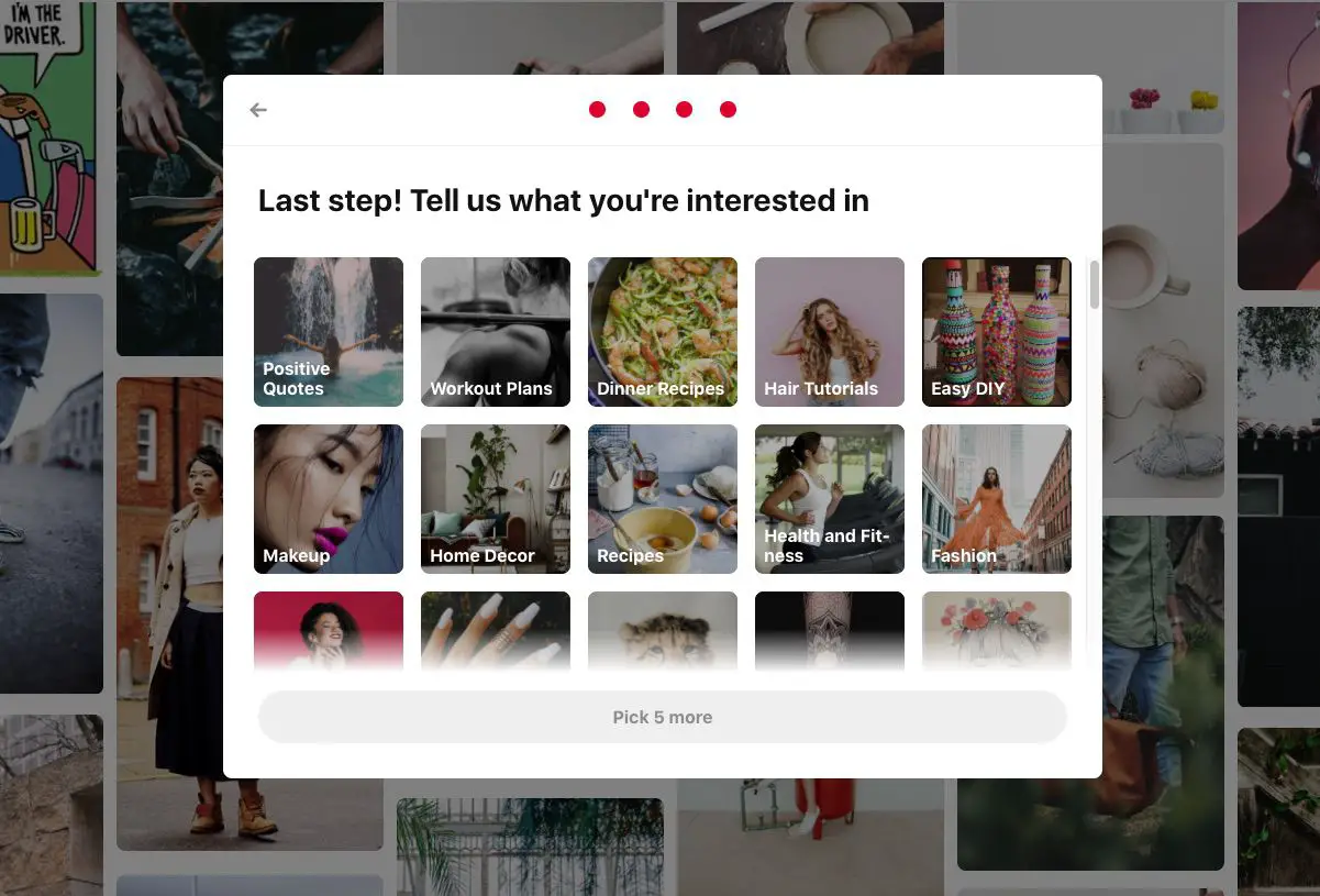 Skärmdump av Pinterest-kontoinställningar