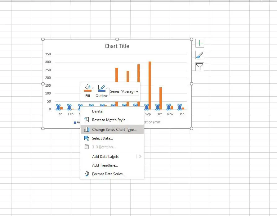Dialogrutan Ändra diagramdiagram i Excel