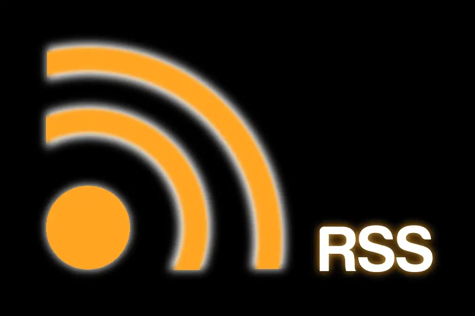 RSS-logotyp på svart bakgrund