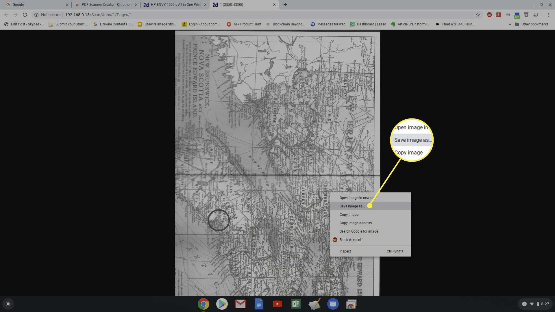 Skärmdump av en färdig HP-webbsökning