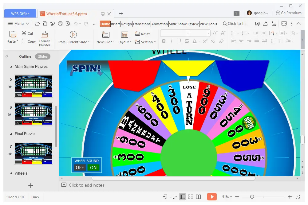 Wheel of Fortune PowerPoint-spelmall