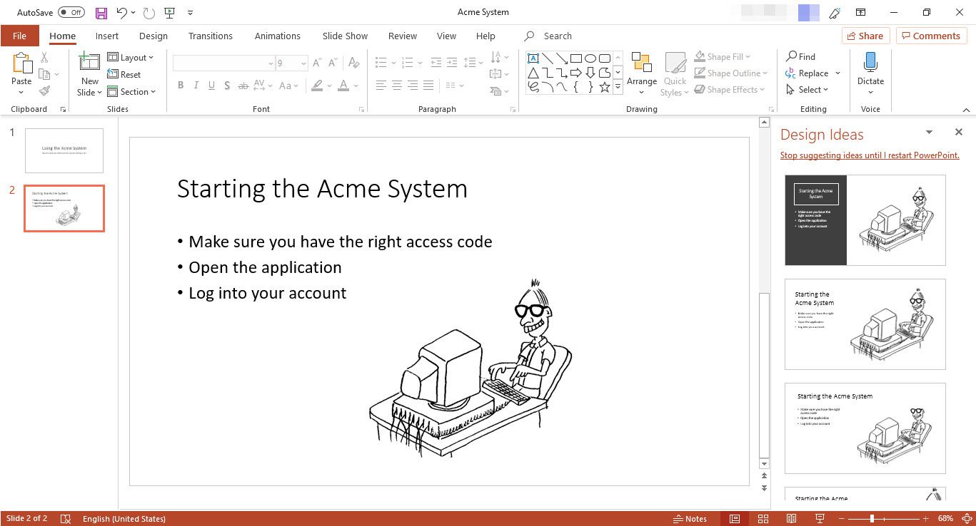 MS PowerPoint-bild med layout och innehåll