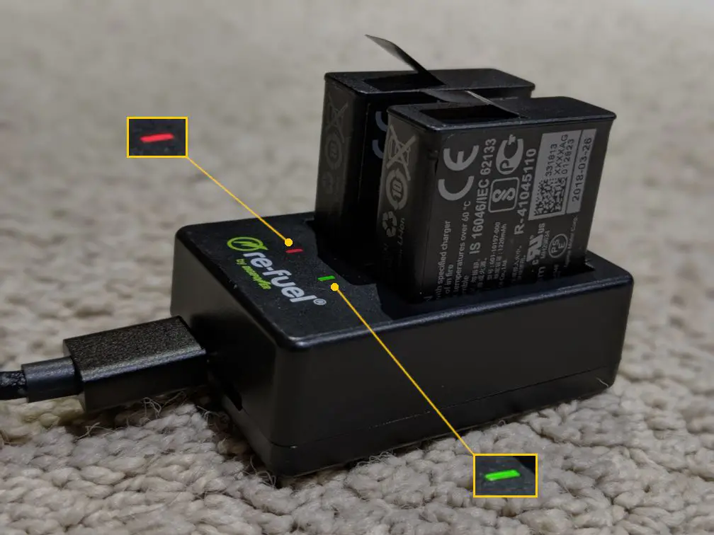 GoPro Hero 5 Black Edition-batterier laddas.