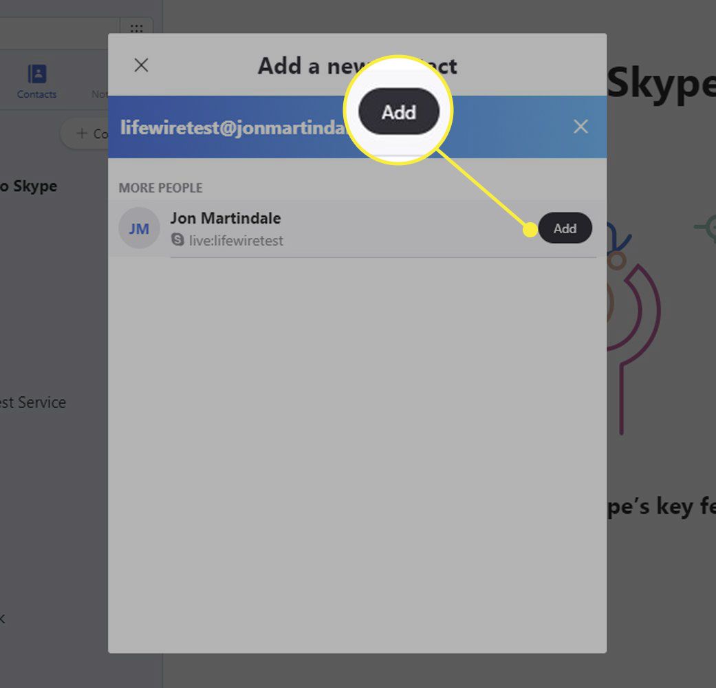 En skärmdump av Skype med knappen Lägg till markerad