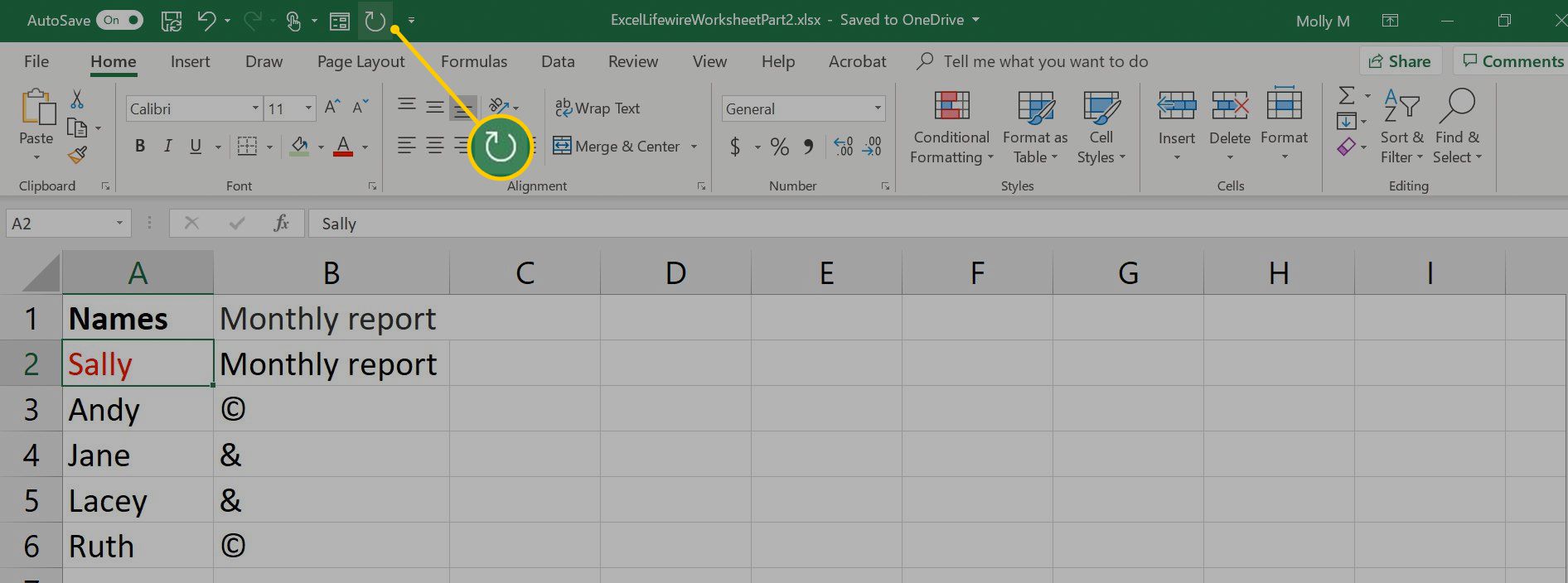 Upprepa-knappen i Excel