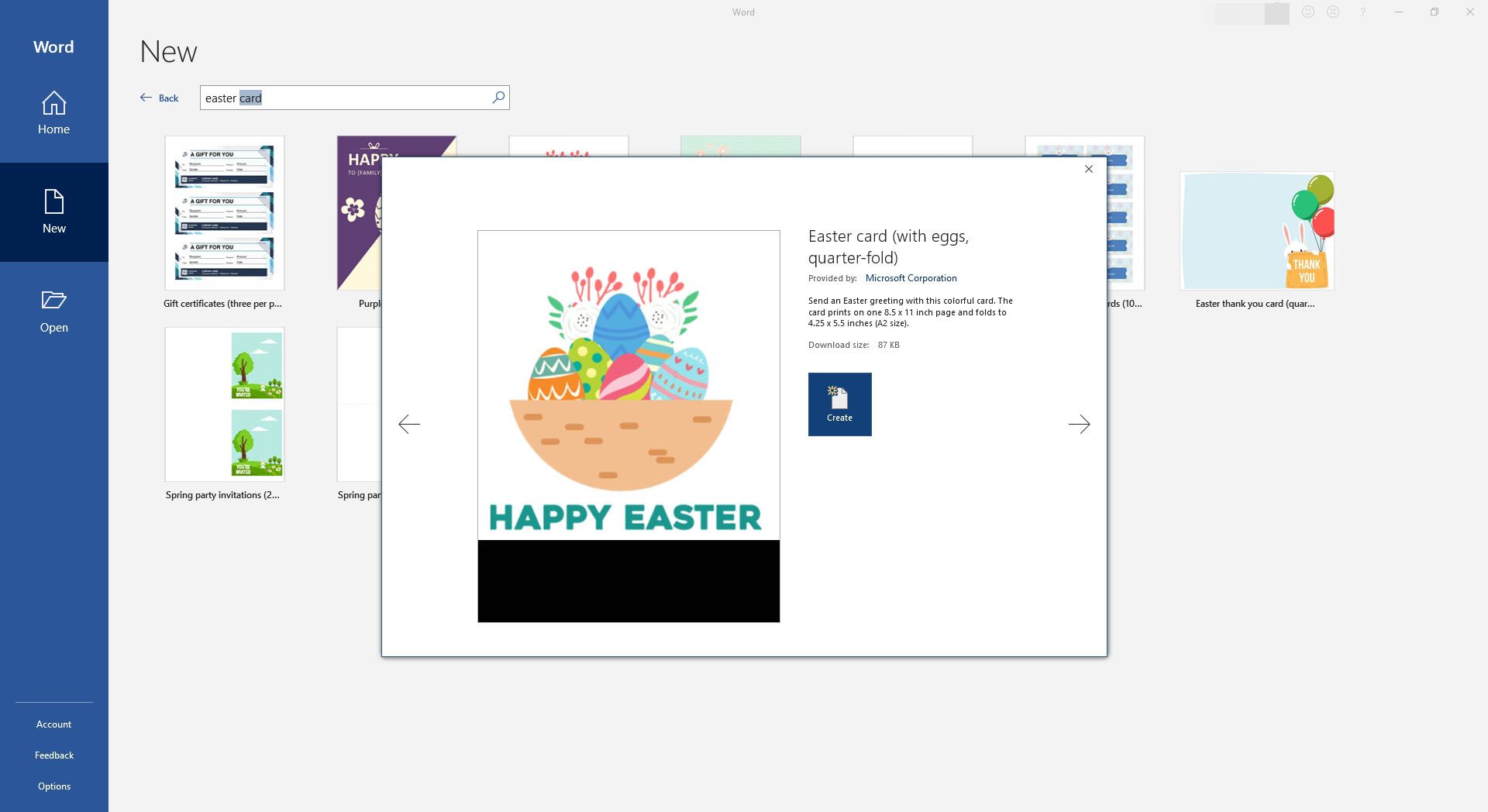 Färgglada påskkorgkort för Microsoft Word