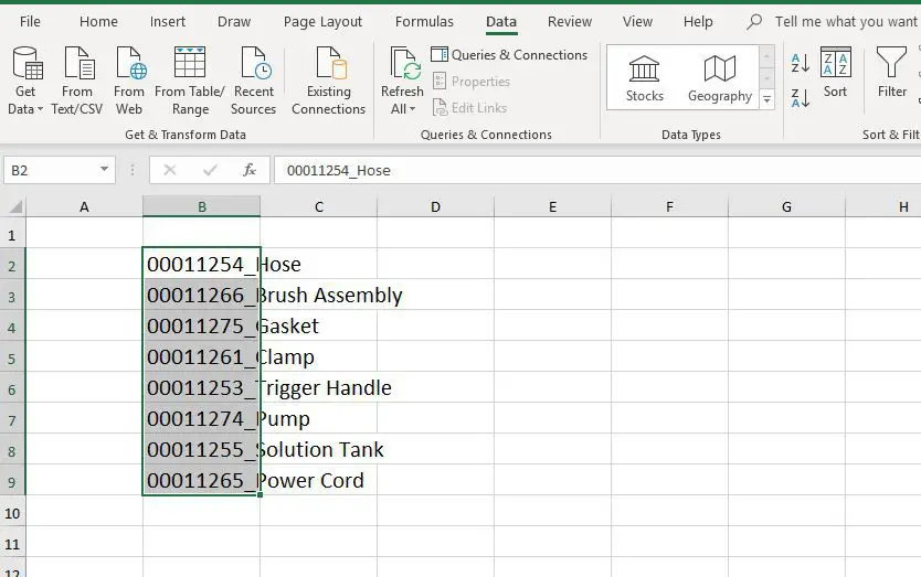 Fliken Excel-data