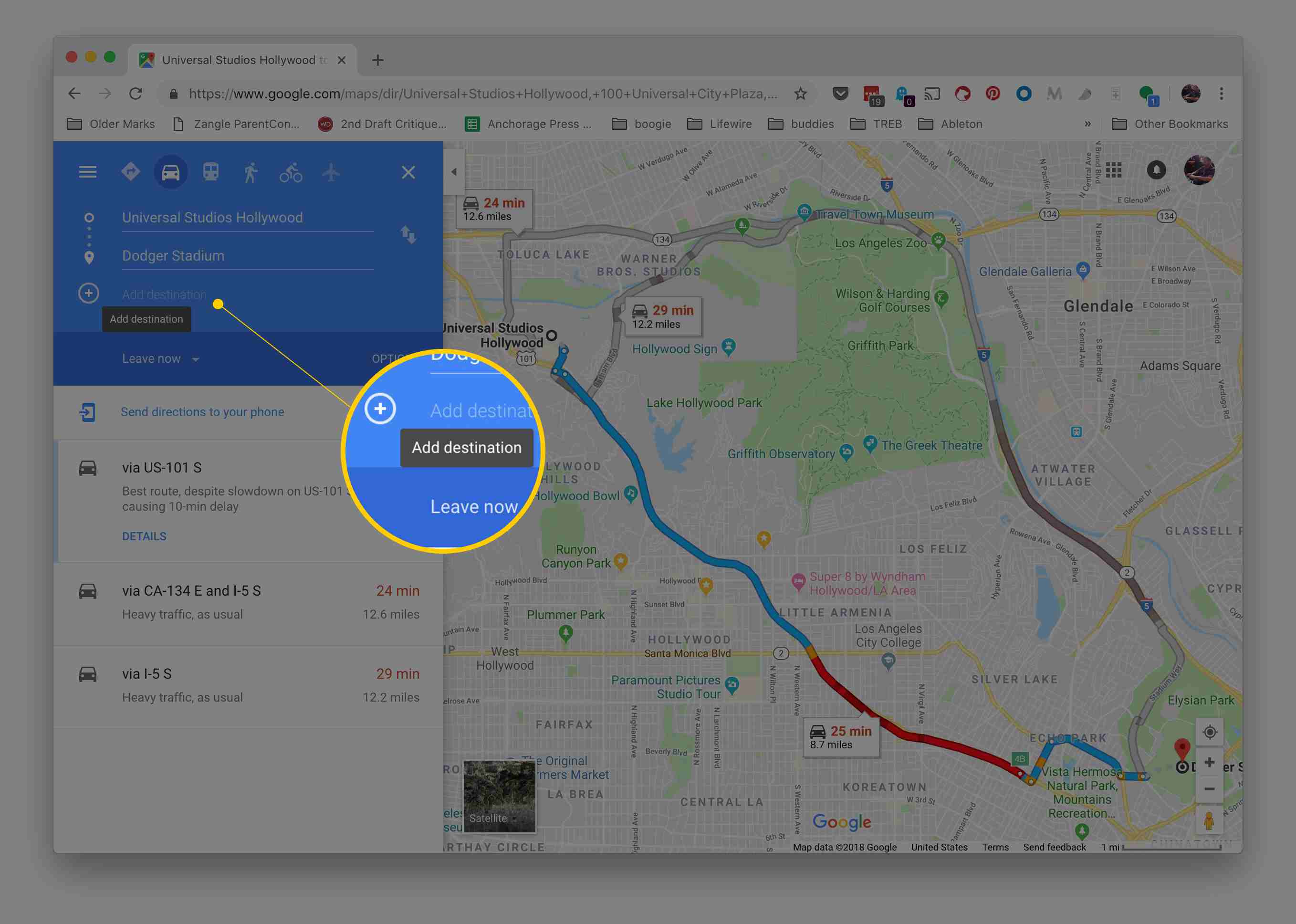 Lägg till destination i Google Maps via Chrome på macOS