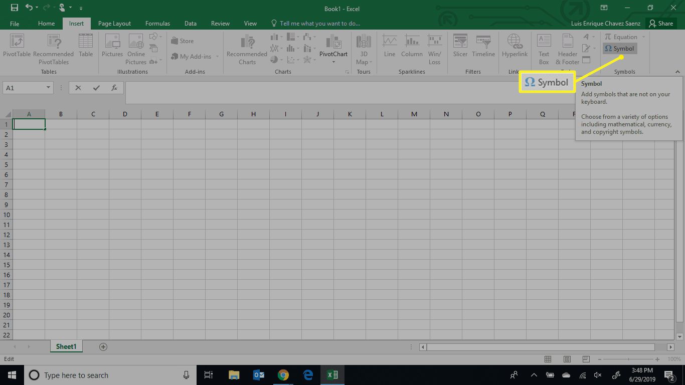 Menyplats för Excel-symbol