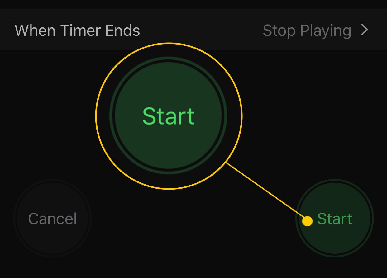 Start-knappen i iOS Clock-appen