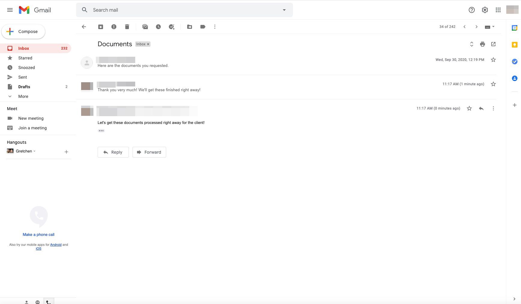 Gmail-konversationstråd