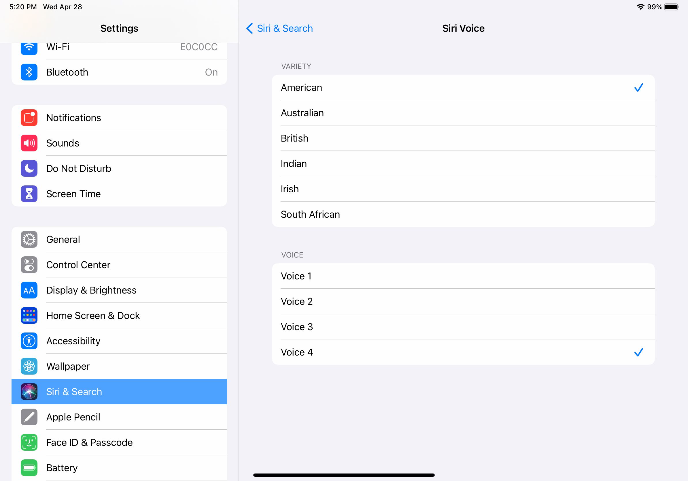 Siris röstinställningar i iPadOS