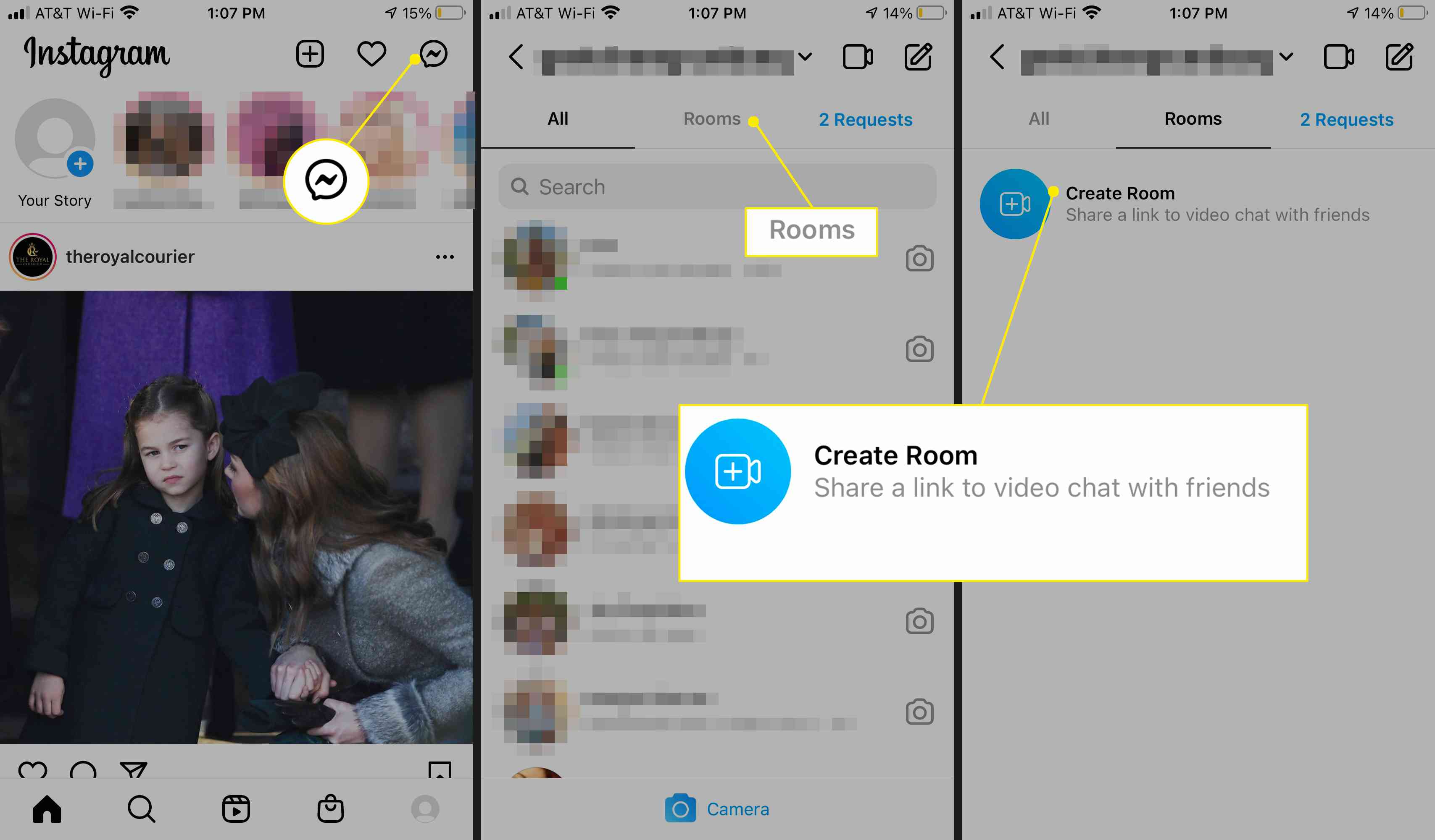 Skapa ett Instagram-videochattrum