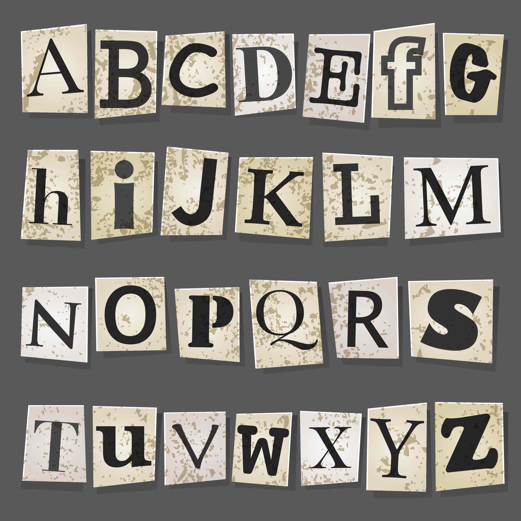 Det engelska alfabetet i exempel på serif-teckensnitt