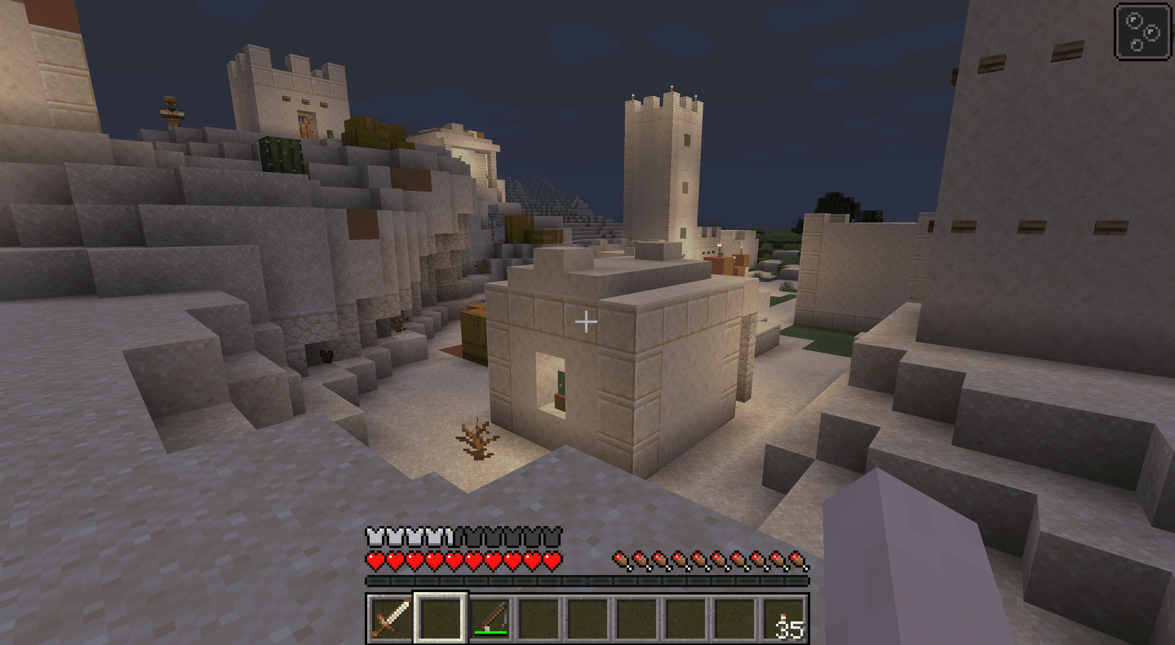En ökenby i Minecraft.