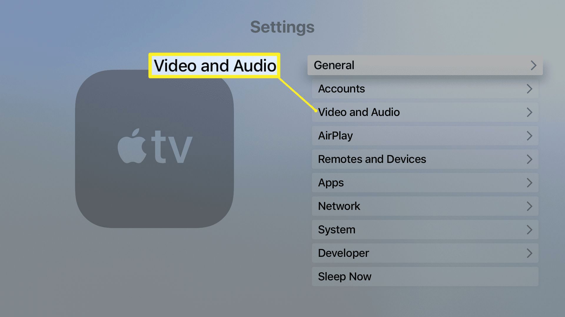 Apple TV Video- och ljudinställningar