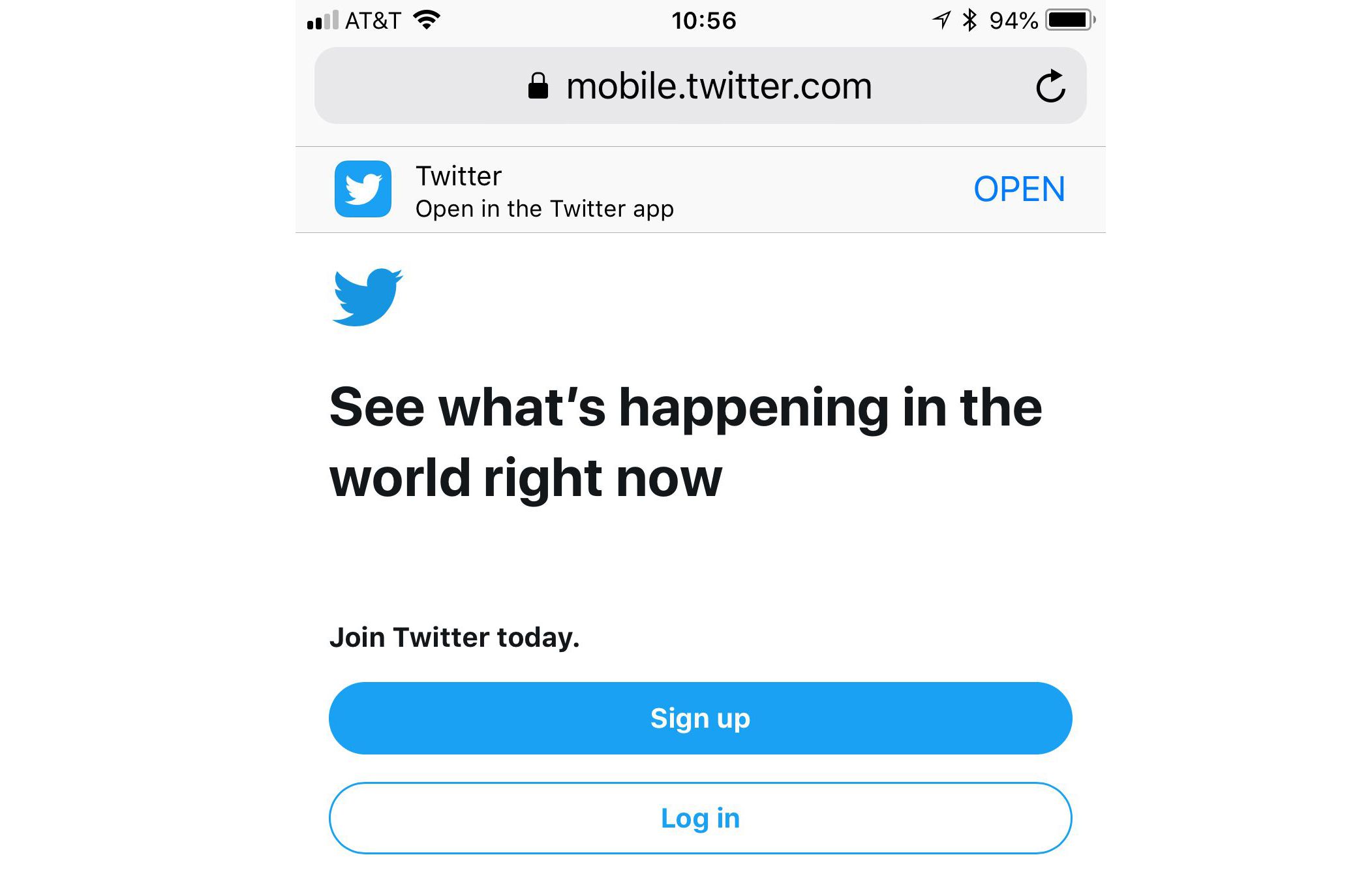 Mobilversionen av Twitter i en smartphone-webbläsare.