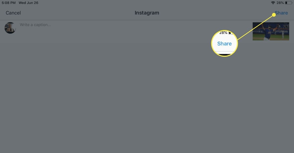 Instagram Photos-delningsgränssnittet på iPad