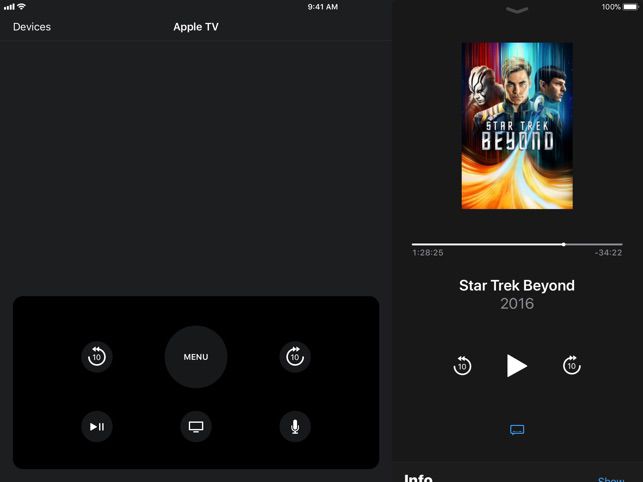 Apple TV Remote-app på en iPad och iPhone