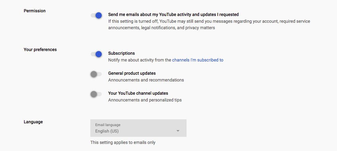 YouTubes e-postbehörighetssida