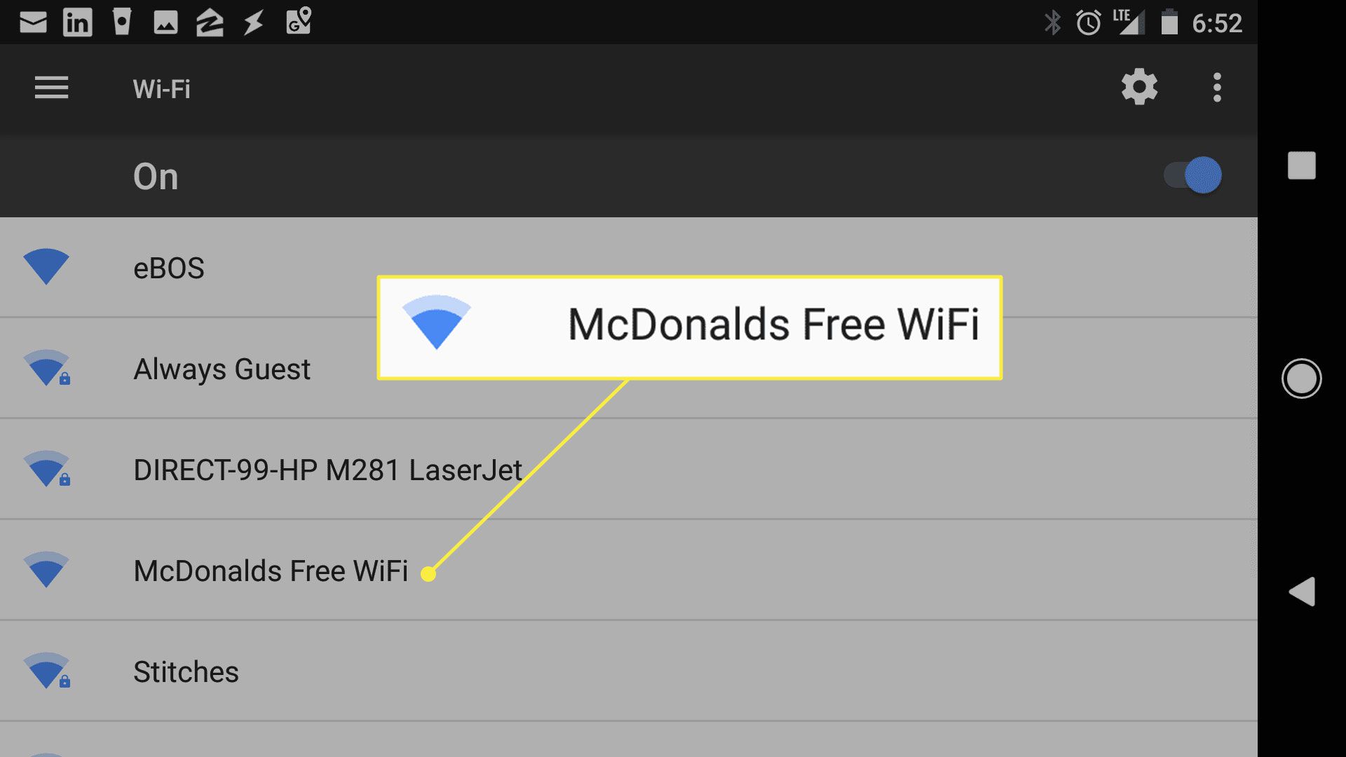McDonalds gratis WiFi-nätverk