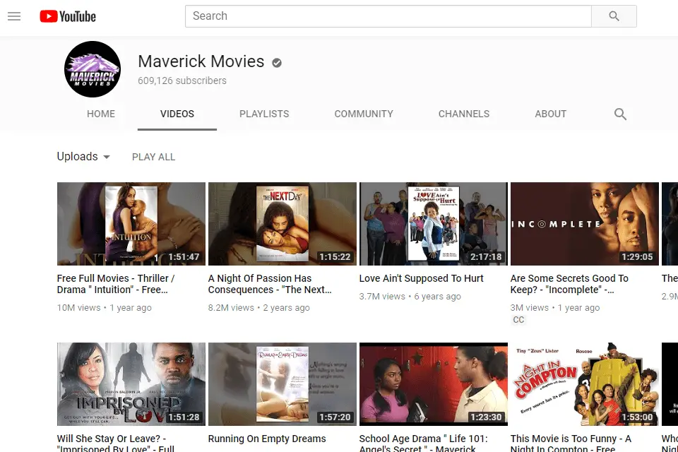 Maverick filmer gratis filmer på YouTube