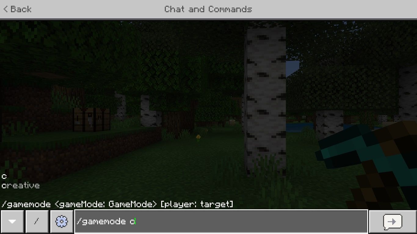 / gamemode c i Minecraft chattfönstret