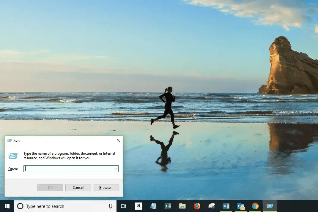 Skärmdump av dialogrutan Kör i Windows 10
