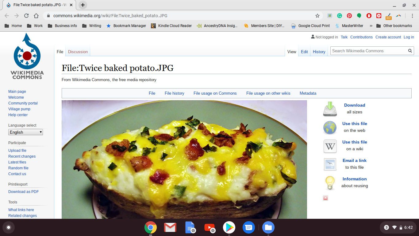 Bild av en bakad potatis på en webbplats.