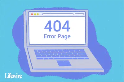 Illustration av en bärbar dator med 404 -felsida på skärmen